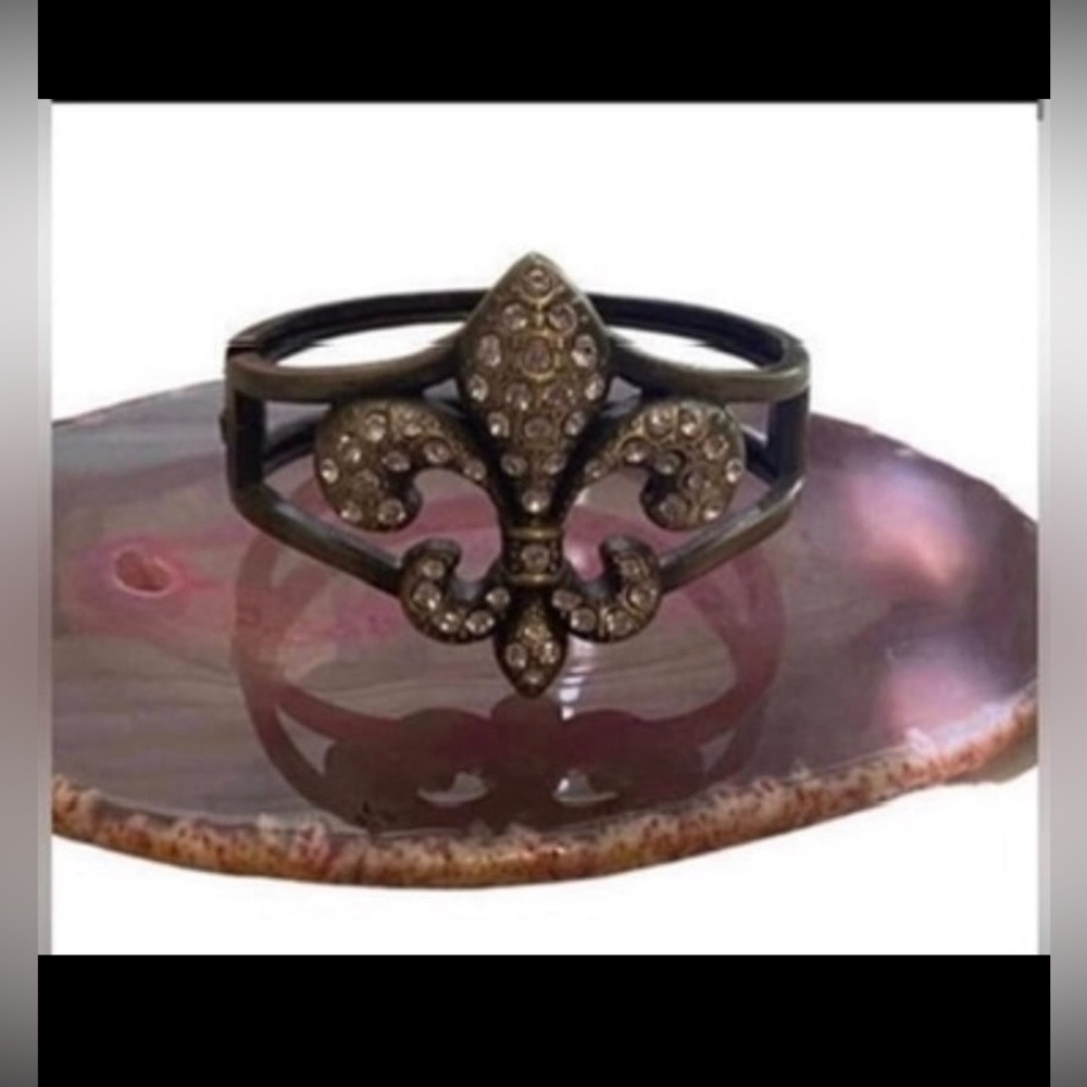 Jeweled Fleur De Lis Clamper Bracelet #5201